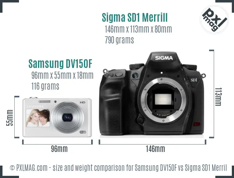 Samsung DV150F vs Sigma SD1 Merrill size comparison