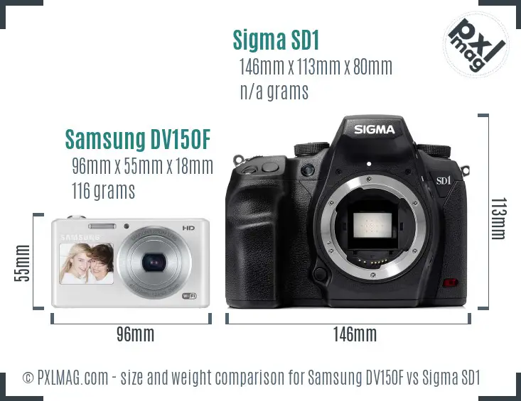 Samsung DV150F vs Sigma SD1 size comparison