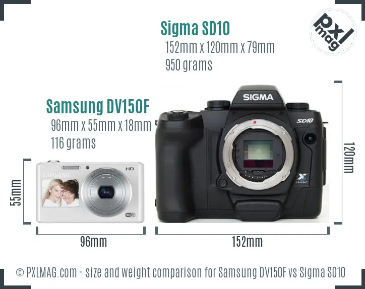 Samsung DV150F vs Sigma SD10 size comparison