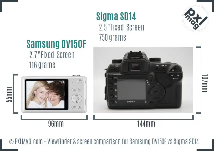 Samsung DV150F vs Sigma SD14 Screen and Viewfinder comparison