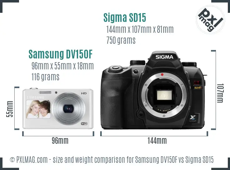 Samsung DV150F vs Sigma SD15 size comparison