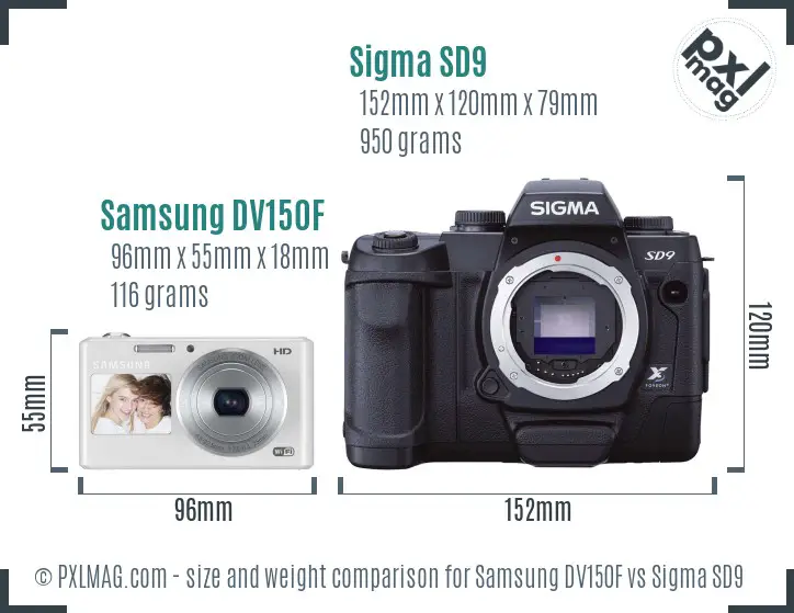 Samsung DV150F vs Sigma SD9 size comparison