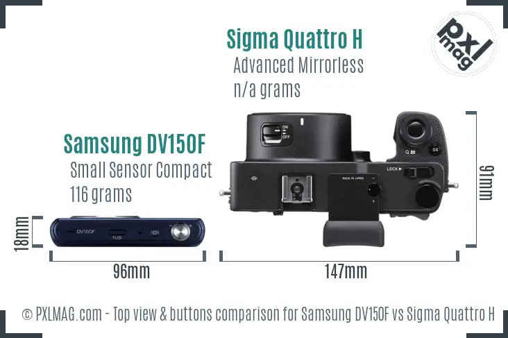 Samsung DV150F vs Sigma Quattro H top view buttons comparison