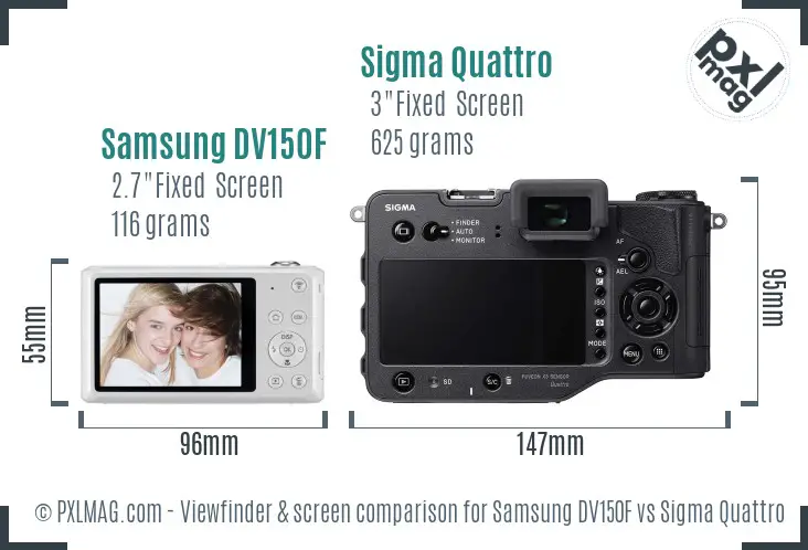 Samsung DV150F vs Sigma Quattro Screen and Viewfinder comparison