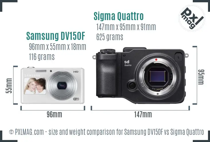 Samsung DV150F vs Sigma Quattro size comparison