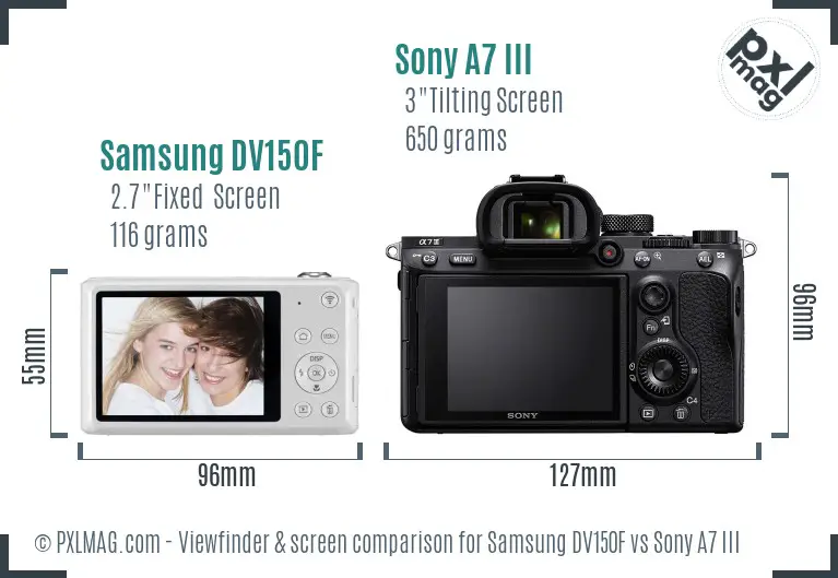 Samsung DV150F vs Sony A7 III Screen and Viewfinder comparison