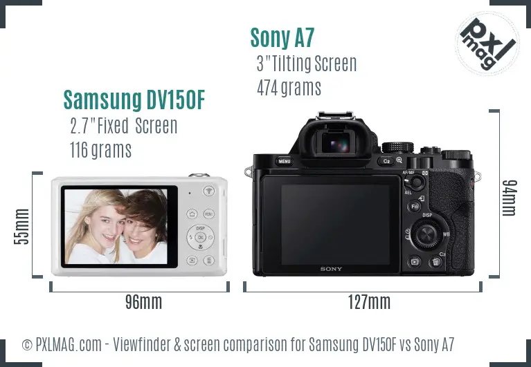 Samsung DV150F vs Sony A7 Screen and Viewfinder comparison