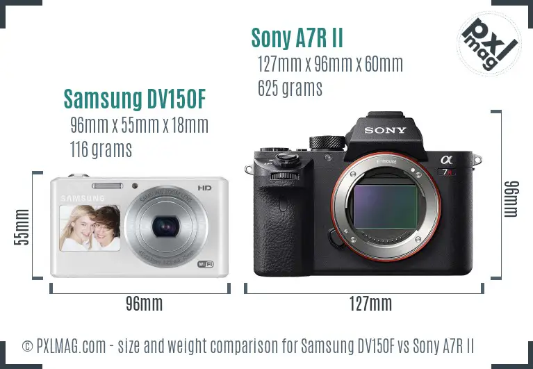 Samsung DV150F vs Sony A7R II size comparison