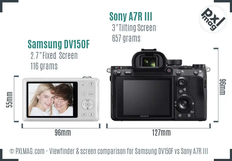 Samsung DV150F vs Sony A7R III Screen and Viewfinder comparison