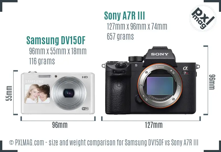 Samsung DV150F vs Sony A7R III size comparison