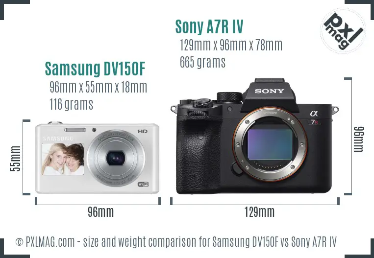 Samsung DV150F vs Sony A7R IV size comparison