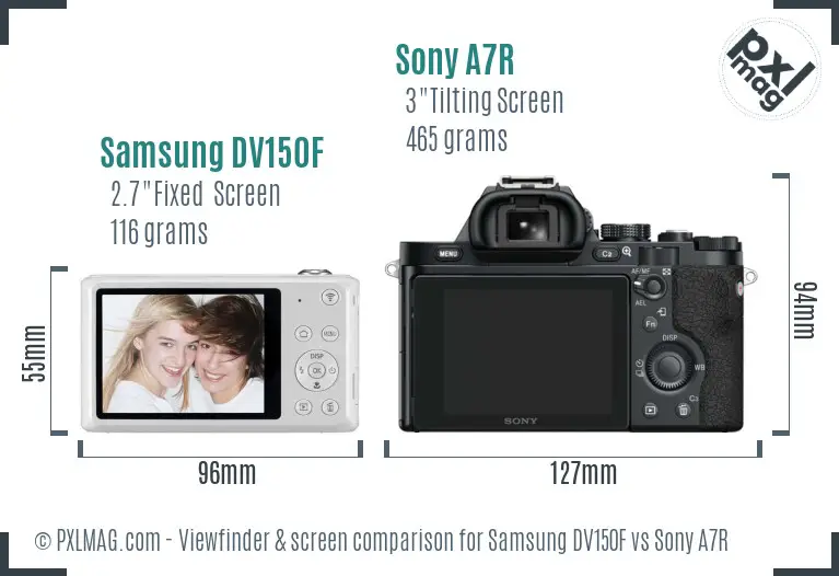 Samsung DV150F vs Sony A7R Screen and Viewfinder comparison