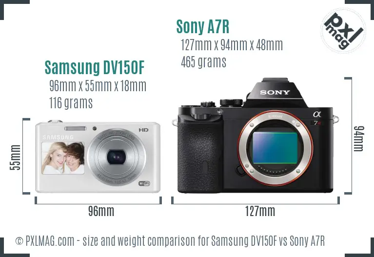 Samsung DV150F vs Sony A7R size comparison