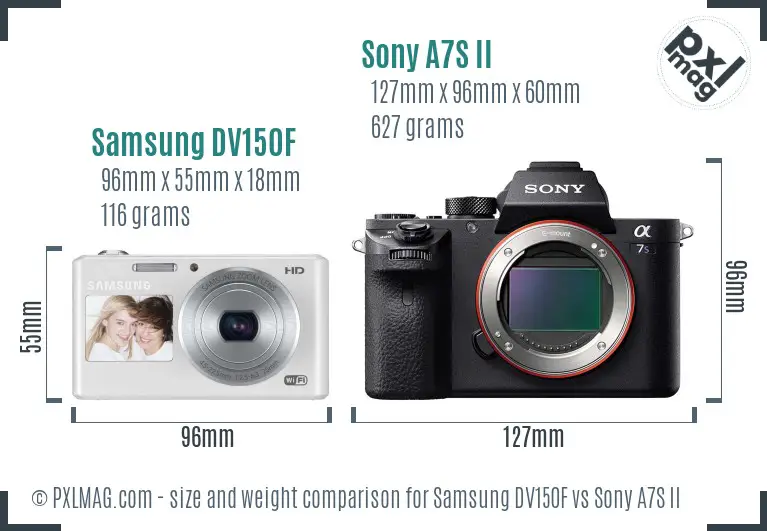 Samsung DV150F vs Sony A7S II size comparison