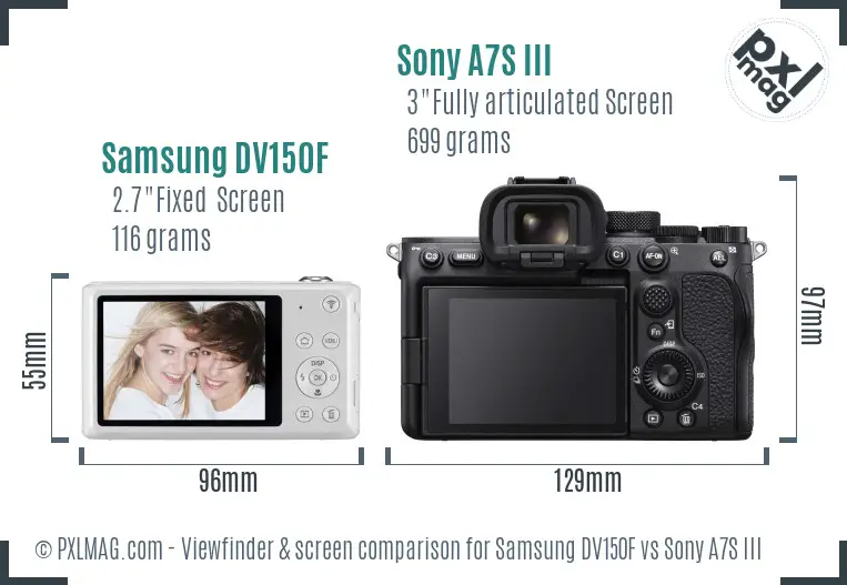 Samsung DV150F vs Sony A7S III Screen and Viewfinder comparison