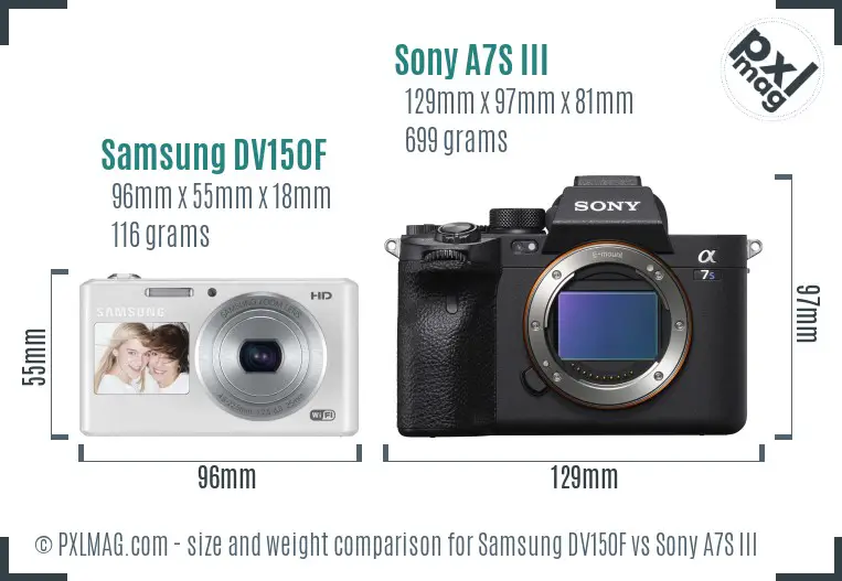 Samsung DV150F vs Sony A7S III size comparison