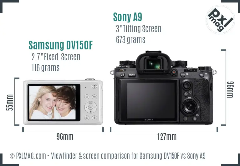 Samsung DV150F vs Sony A9 Screen and Viewfinder comparison