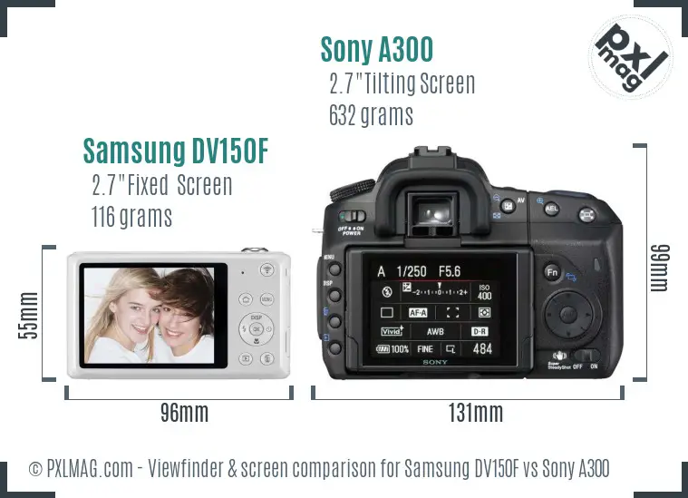 Samsung DV150F vs Sony A300 Screen and Viewfinder comparison