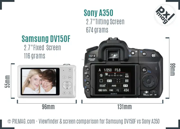Samsung DV150F vs Sony A350 Screen and Viewfinder comparison