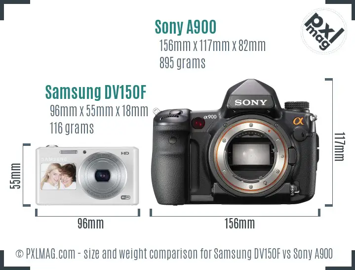 Samsung DV150F vs Sony A900 size comparison