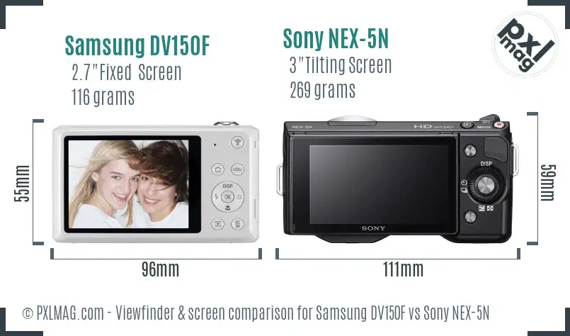 Samsung DV150F vs Sony NEX-5N Screen and Viewfinder comparison