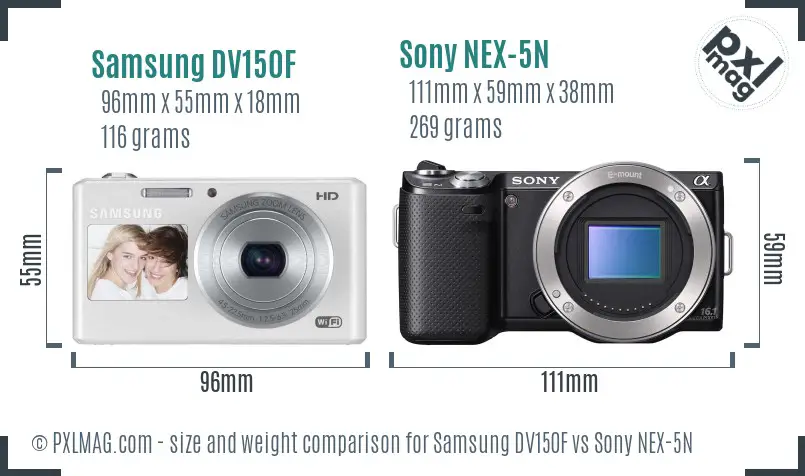 Samsung DV150F vs Sony NEX-5N size comparison