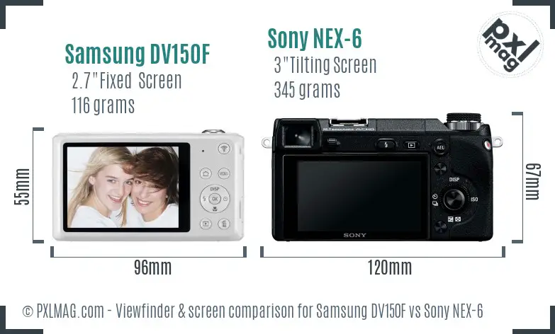 Samsung DV150F vs Sony NEX-6 Screen and Viewfinder comparison