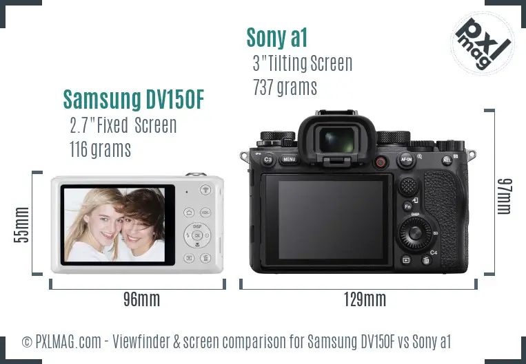 Samsung DV150F vs Sony a1 Screen and Viewfinder comparison
