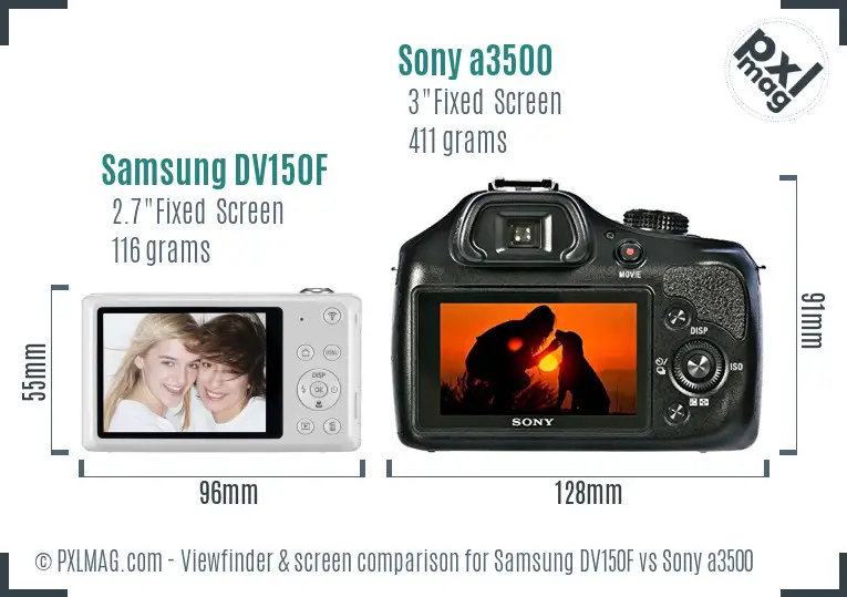 Samsung DV150F vs Sony a3500 Screen and Viewfinder comparison