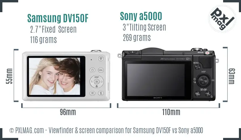 Samsung DV150F vs Sony a5000 Screen and Viewfinder comparison