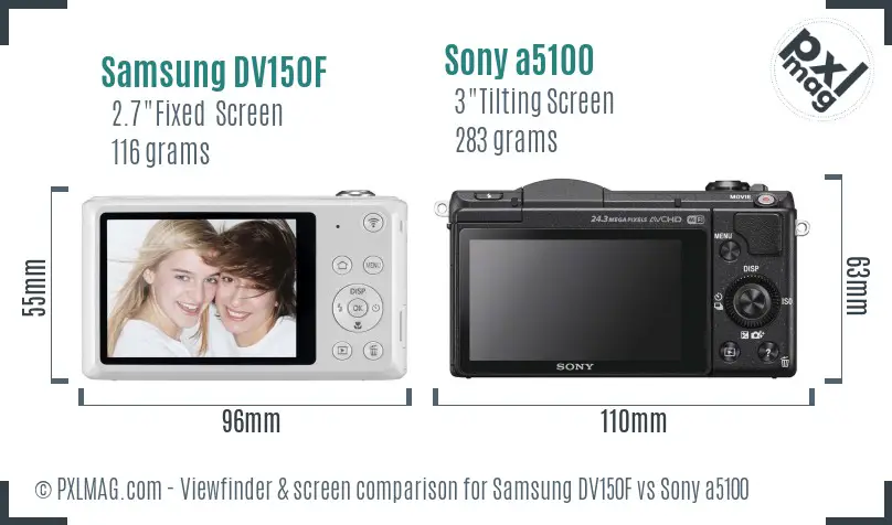 Samsung DV150F vs Sony a5100 Screen and Viewfinder comparison