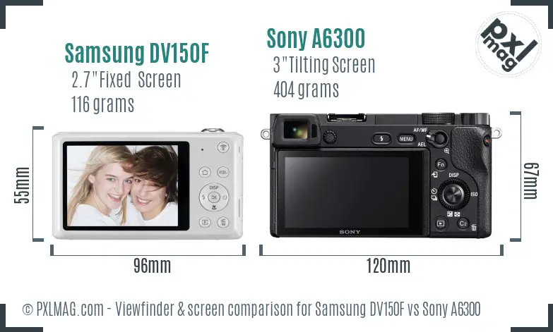 Samsung DV150F vs Sony A6300 Screen and Viewfinder comparison