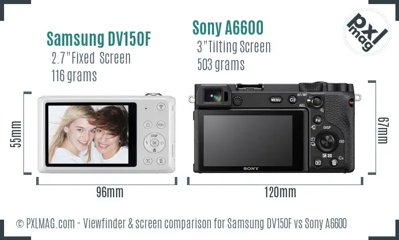 Samsung DV150F vs Sony A6600 Screen and Viewfinder comparison