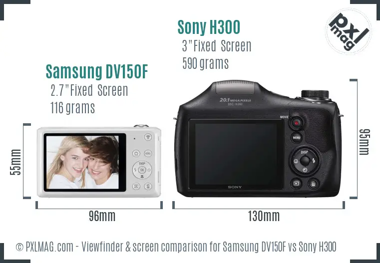 Samsung DV150F vs Sony H300 Screen and Viewfinder comparison