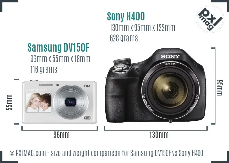 Samsung DV150F vs Sony H400 size comparison