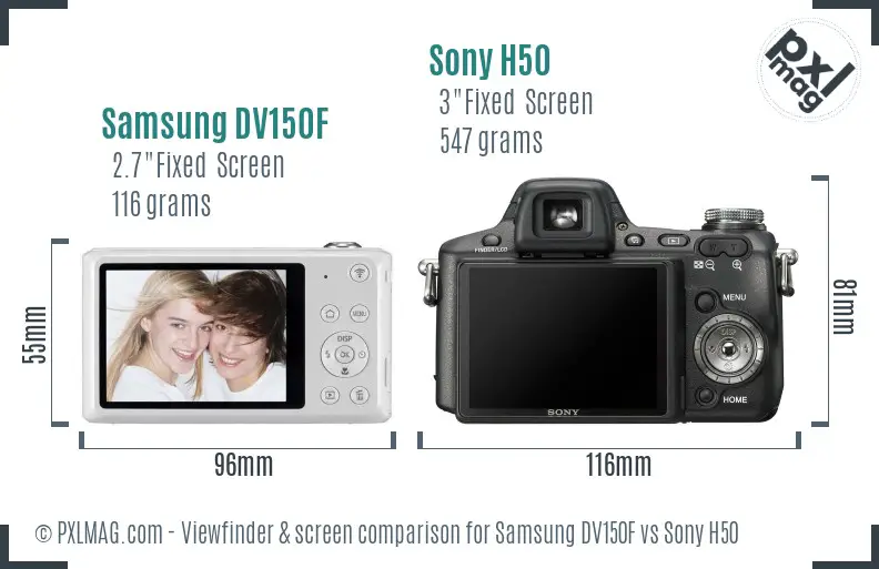 Samsung DV150F vs Sony H50 Screen and Viewfinder comparison