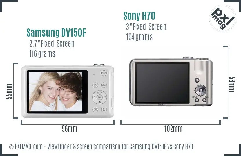 Samsung DV150F vs Sony H70 Screen and Viewfinder comparison