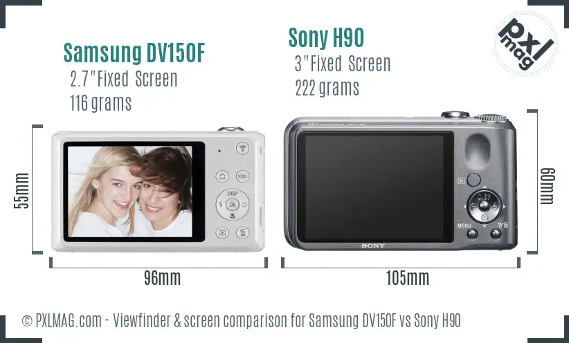 Samsung DV150F vs Sony H90 Screen and Viewfinder comparison