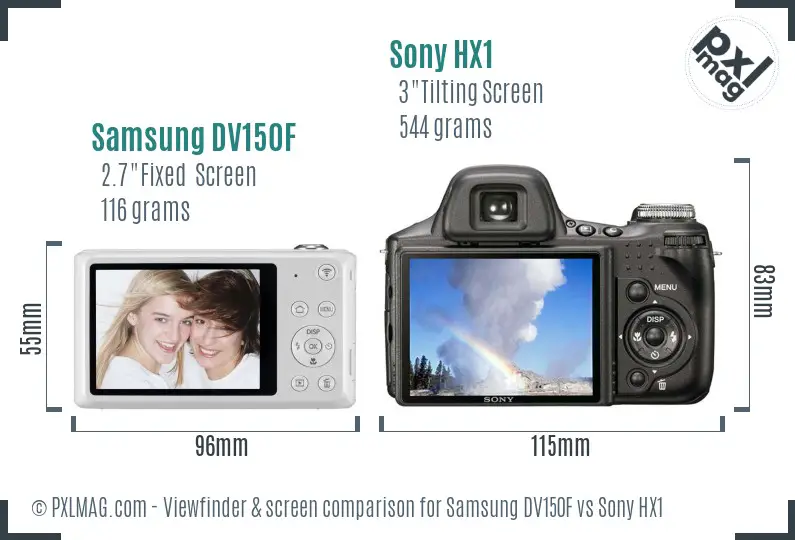 Samsung DV150F vs Sony HX1 Screen and Viewfinder comparison Samsung DV150F vs Sony HX1 Screen and Viewfinder comparison