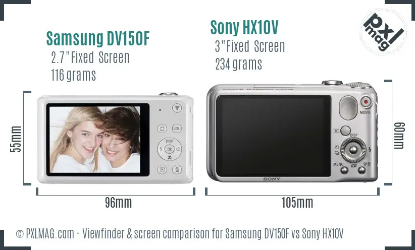 Samsung DV150F vs Sony HX10V Screen and Viewfinder comparison