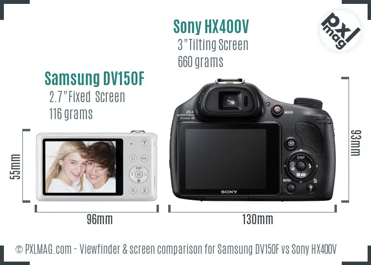 Samsung DV150F vs Sony HX400V Screen and Viewfinder comparison