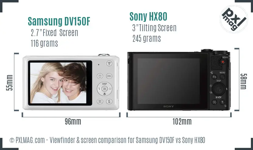 Samsung DV150F vs Sony HX80 Screen and Viewfinder comparison