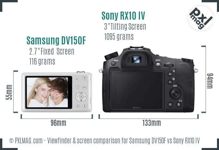 Samsung DV150F vs Sony RX10 IV Screen and Viewfinder comparison