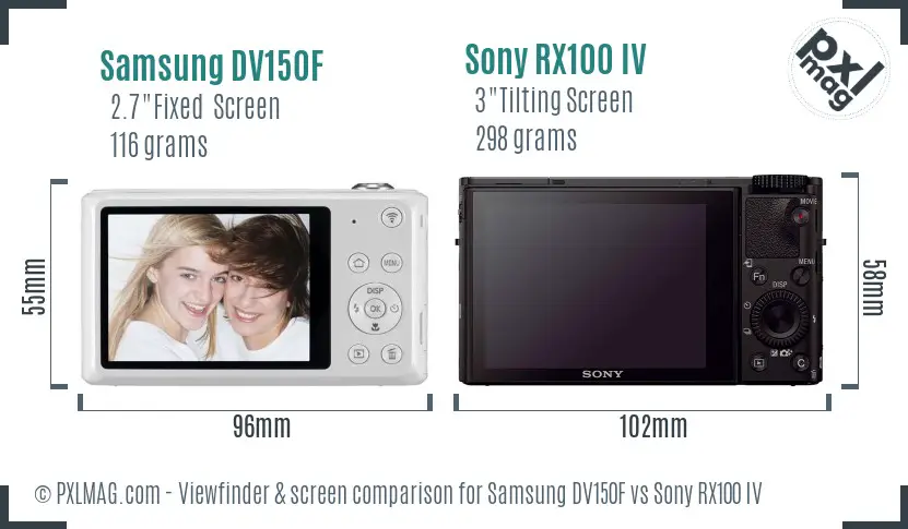 Samsung DV150F vs Sony RX100 IV Screen and Viewfinder comparison