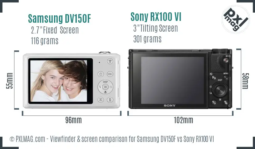 Samsung DV150F vs Sony RX100 VI Screen and Viewfinder comparison