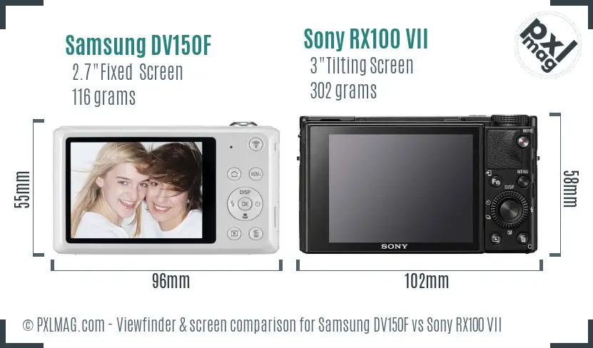 Samsung DV150F vs Sony RX100 VII Screen and Viewfinder comparison