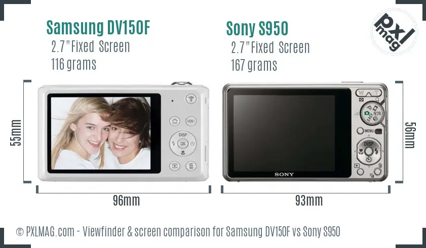 Samsung DV150F vs Sony S950 Screen and Viewfinder comparison