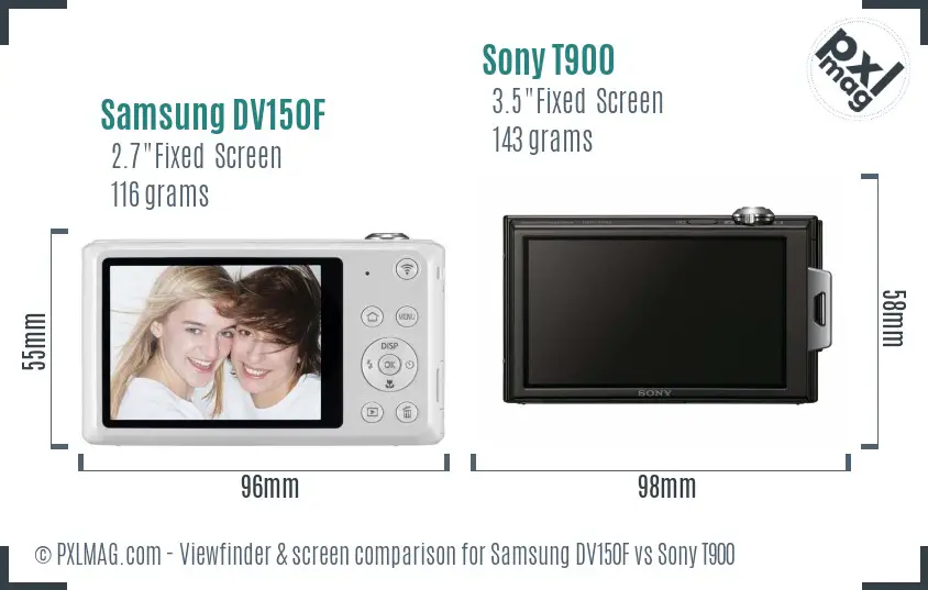 Samsung DV150F vs Sony T900 Screen and Viewfinder comparison