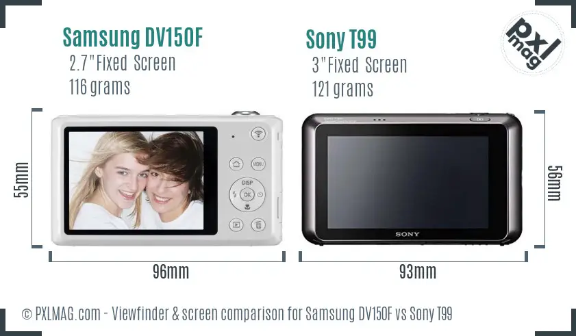 Samsung DV150F vs Sony T99 Screen and Viewfinder comparison