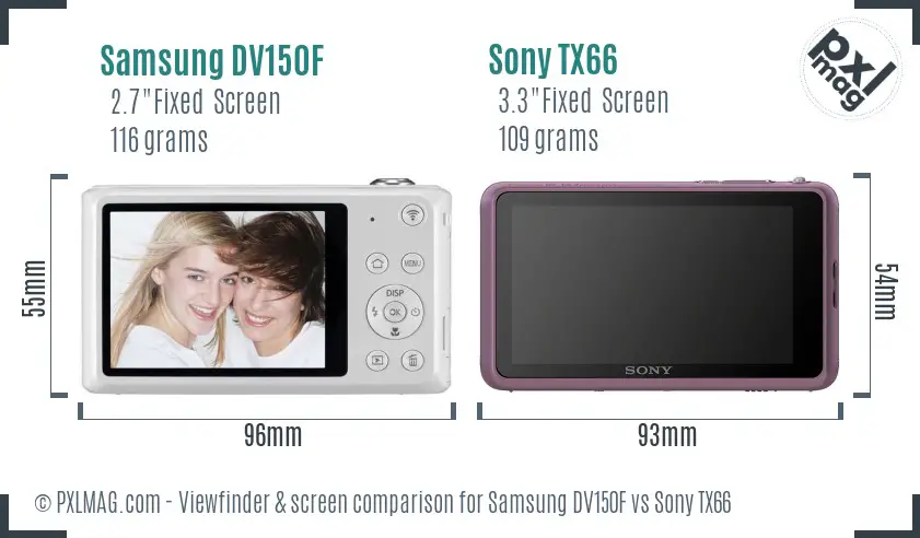 Samsung DV150F vs Sony TX66 Screen and Viewfinder comparison